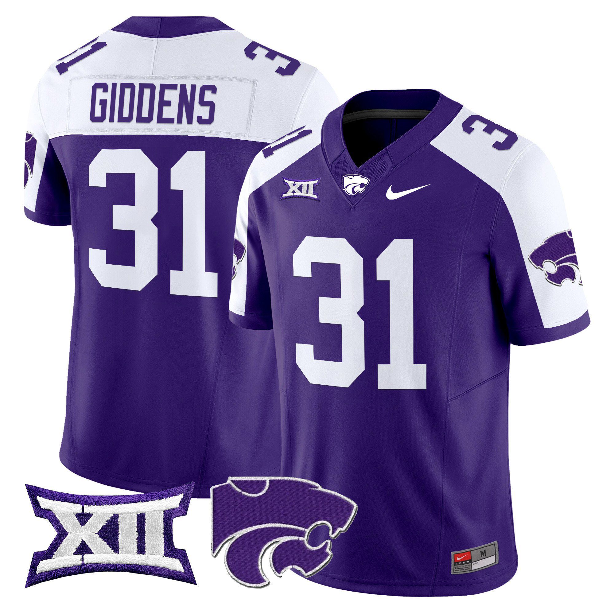 Men Kansas State Wildcats #31 Giddens Purple Nike 2024 Vapor Limited NCAA Jersey->kansas city chiefs->NFL Jersey